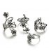R477 - Ancient silver leaves flower ring