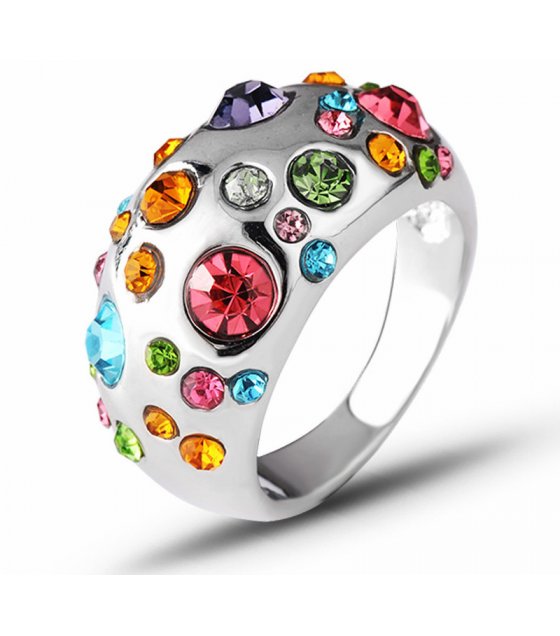 R587 - Colorful rhinestone inlaid ring