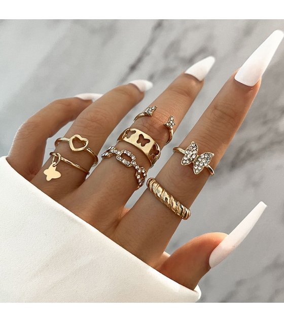 R675 - Crystal Butterfly Ring Set