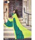 SJ007 - Stunning Lime Green And Navy Blue Georgette Saree