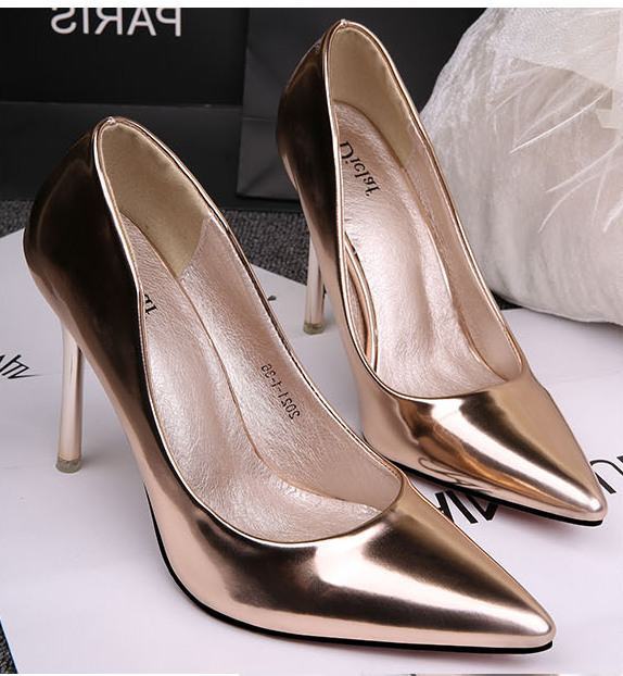 SH001-38Size - Thin Heels Champagne Gold Shoes |Sri lanka