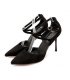 SH011-39Size - Black buckled pointed shoes
