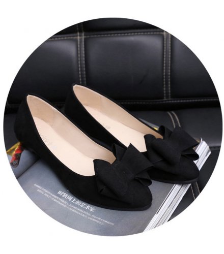 SH094 - Pointed Flat bow black work shoes