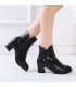 SH136 - Thick heel middle heel side zipper short boots