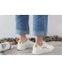 SH224 - Embroidered leaves light white shoes