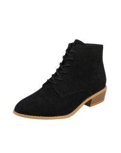 SH325 - Suede Pointed Toe Lace-Up Boots
