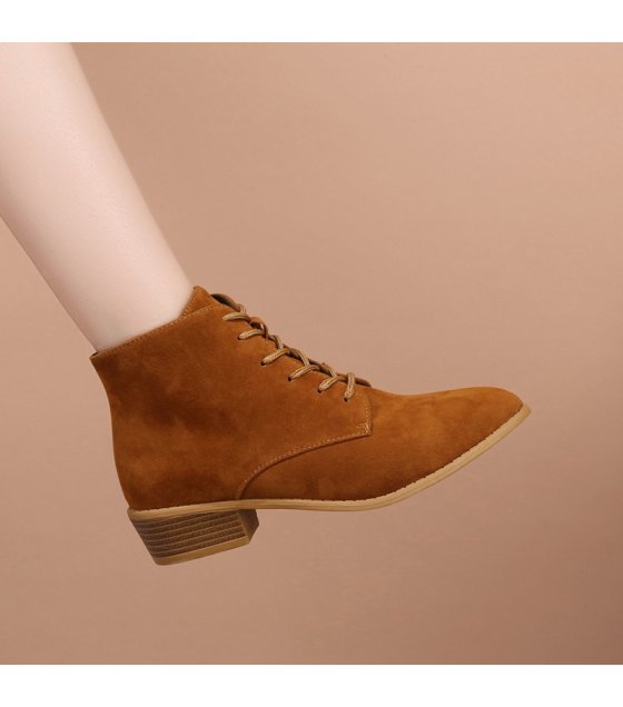 SH326 - Suede Pointed Toe Lace-Up Boots