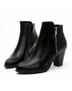 SH336 - Hollow High Heeled Black Ankle Boots