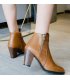 SH273 - Hollow High Heeled Brown Ankle Boots
