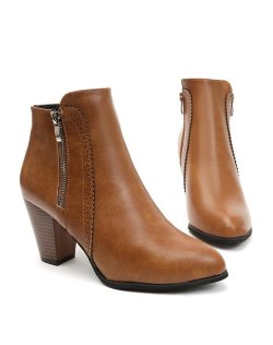 SH328 - Hollow High Heeled Brown Ankle Boots