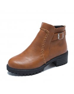 SH331 - Mid Heel Buckle Boots