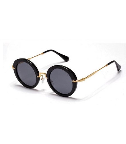 SG108 - Retro round Bright Black sunglasses
