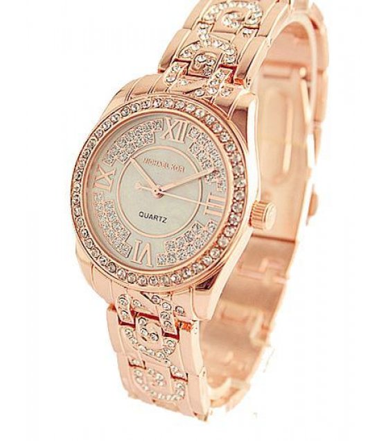 rose gold mk watch with diamonds