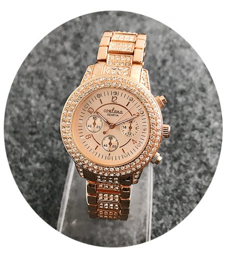 W2417 - Rose gold rhinestone Contena Watch