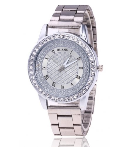 W2943 - Roman scale ladies diamond steel belt watch
