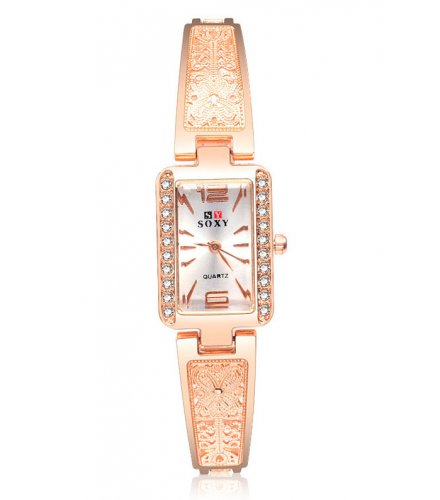 W2996 - Rose gold square dial ladies bracelet watch