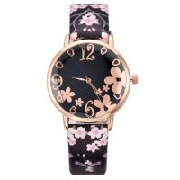 W3828 - Floral Leather Strap Fashion Watch