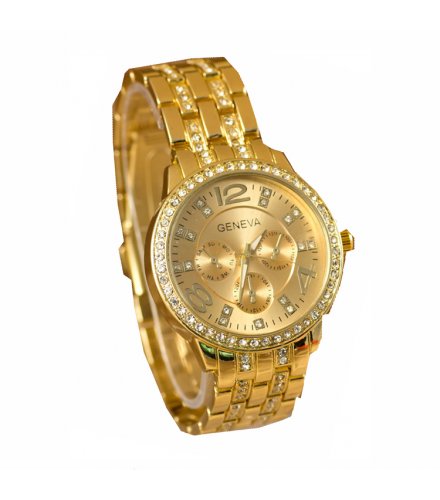 W010 - Golden Rhinestone Watch