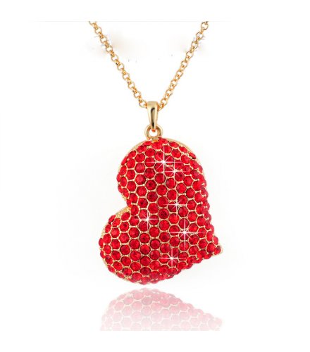 N317 - Diamond Red Heart Necklace