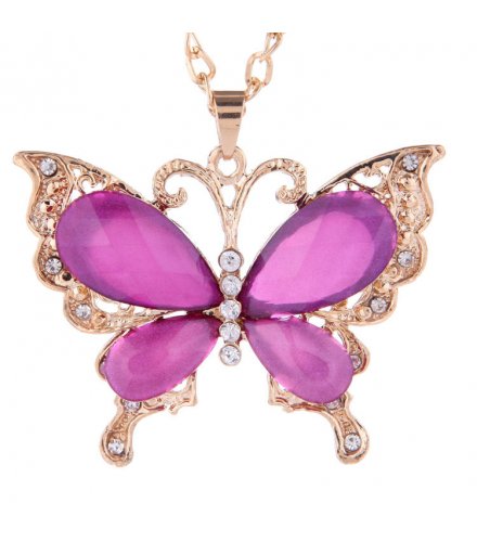 N573 -Purple Diamond Butterfly Necklace