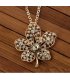 N192 - golden leaves gem diamond pendant sweater chain